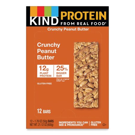 KIND Protein Bars, Crunchy Peanut Butter, 1.76 oz, PK12 26026